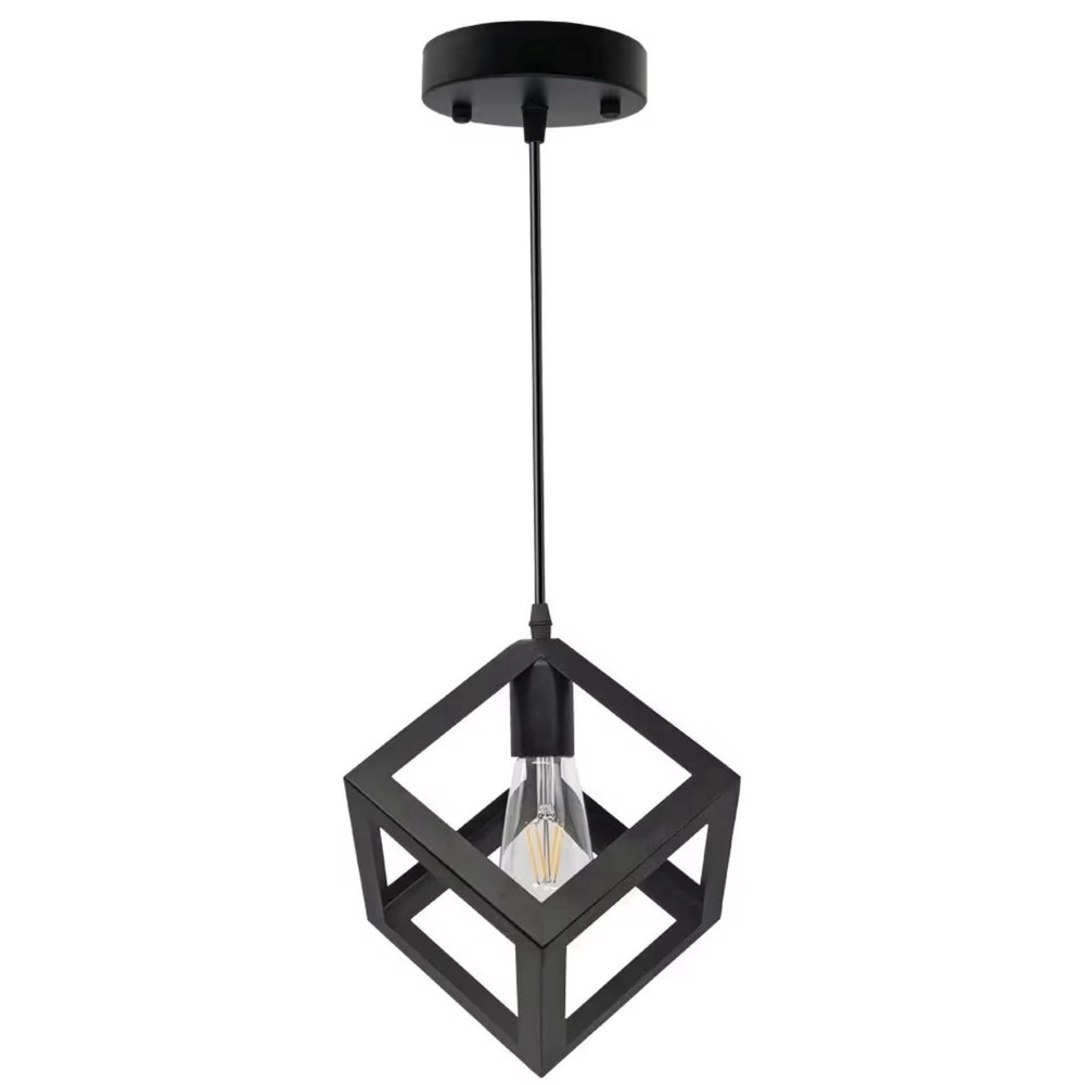 Modern Black Cube Pendant Light Industrial Ceiling Fixture Adjustable New